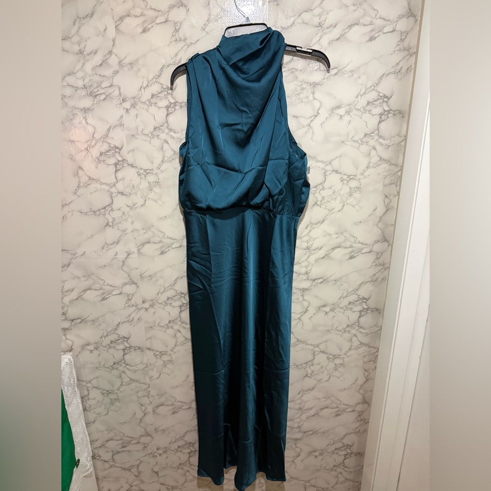 NEW Petal & Pup Anabelle Halter Neck Midi Teal Dress L - Picture 6 of 15